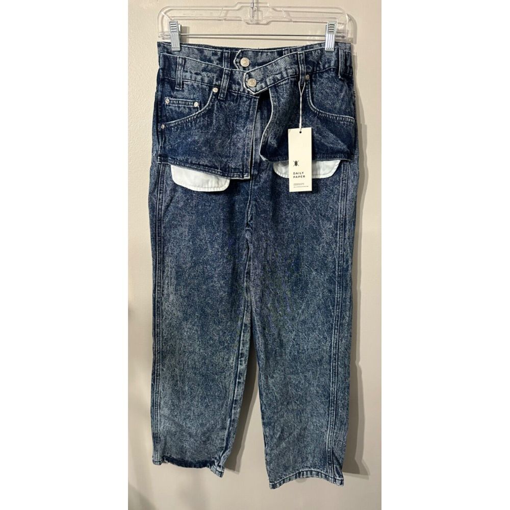 NWT Daily Paper Jeans Denim Glart Pants Size Small 28 X 27 Acid Wash Retro New‎ - Picture 2 of 12